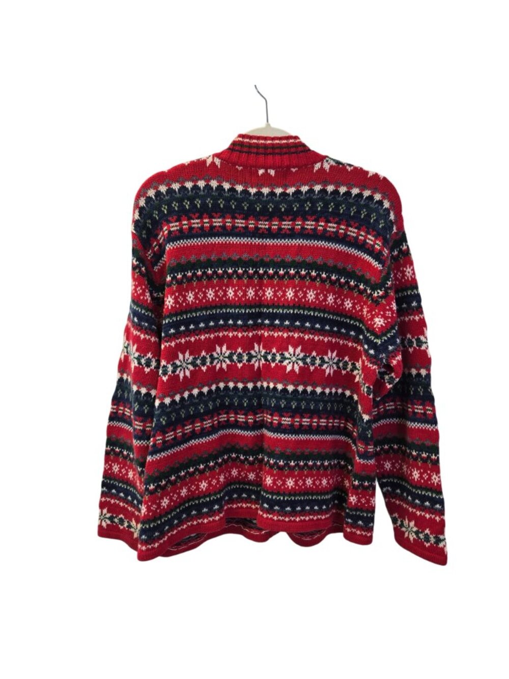 Heirloom Collectibles Fair Isle Print Full Zip Cardigan Sweater Size Medium - Picture 2 of 4